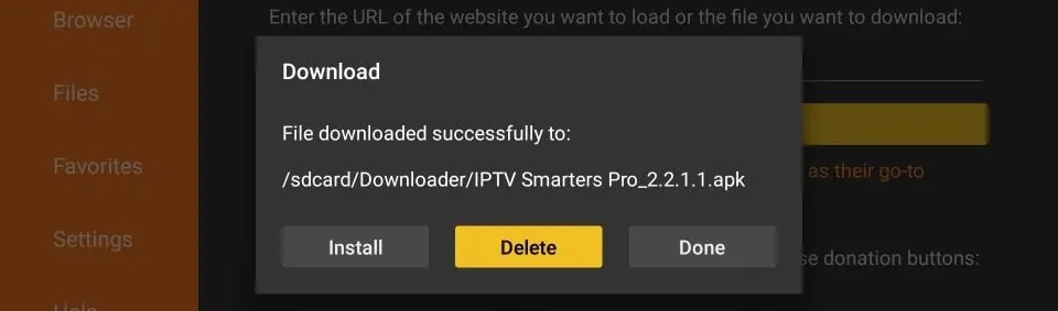 l'interface du Downloader IPTV Smarters pro