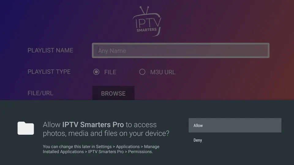 Insérez votre liste de lecture ou votre rapport/URL IPTV Smarters pro
